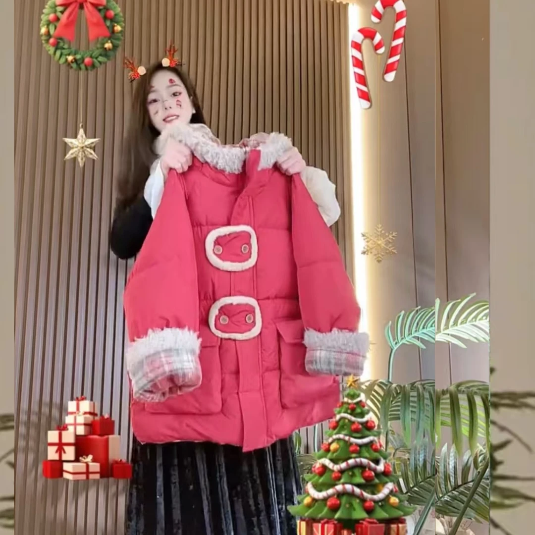 【双面穿 亲子】中高端 轻盈棉服格子连帽加厚保暖棉服韩版纯色