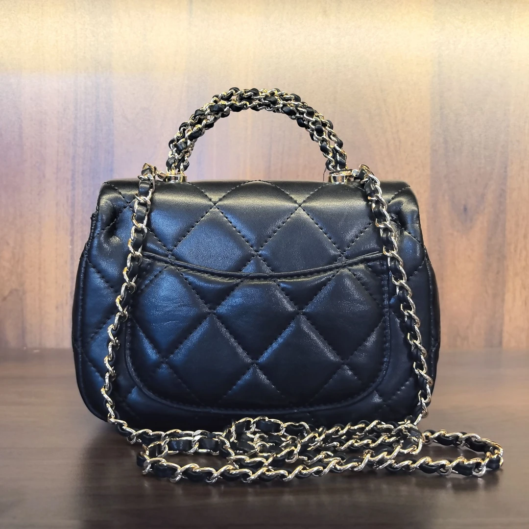 薇薇手工真皮包-黑色-长19x高14-单肩手提旋香A89