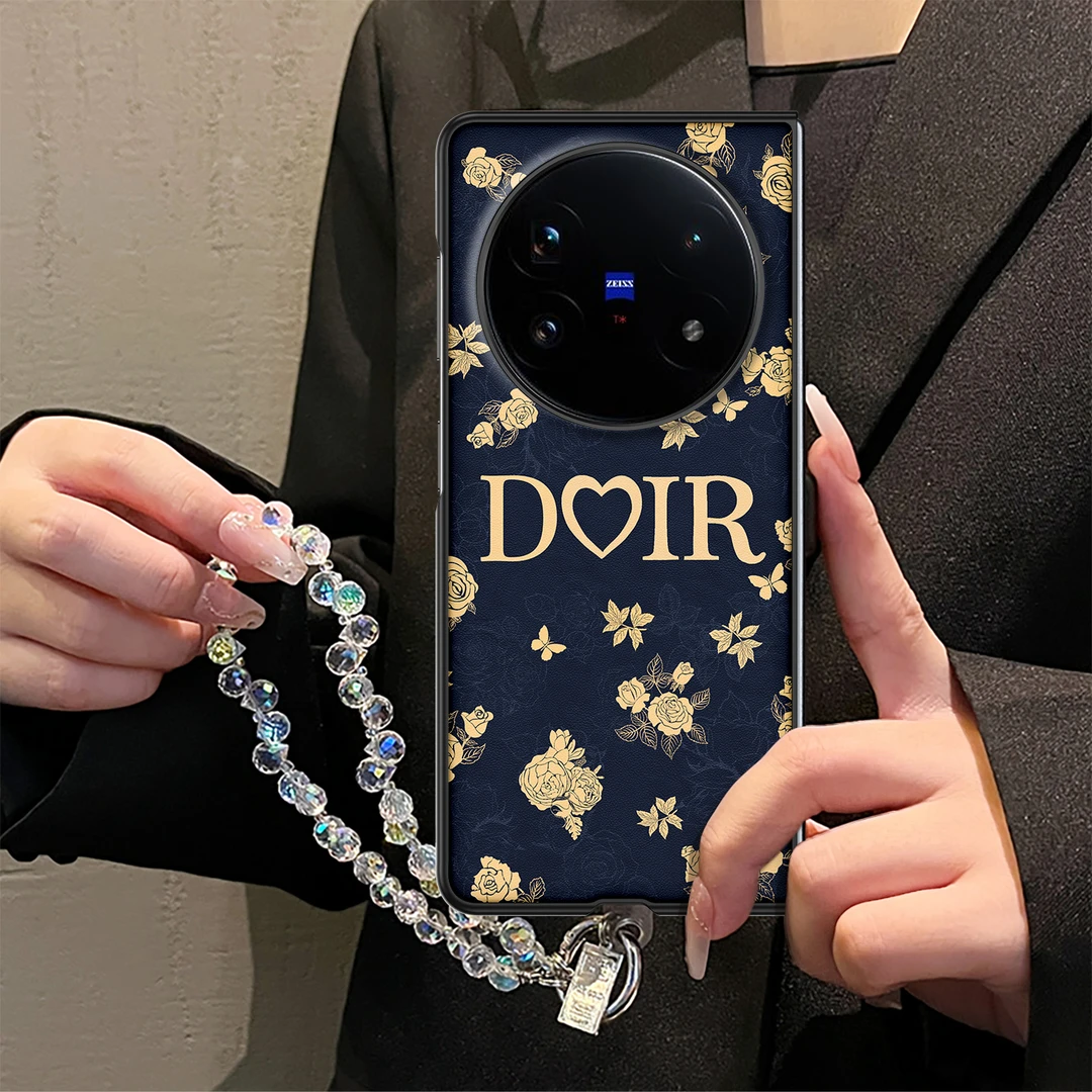 DOIR藏蓝花朵适用vivoxfold5手机壳xfold3新款小众3pro女款