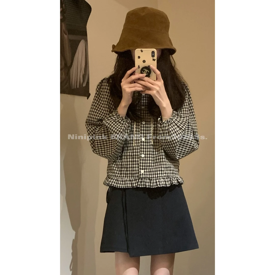 庄不腻早春新款【女团裙】设计感系带黑色短裙高腰遮胯A字半身裙664