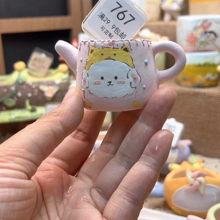 767茶壶花盆手绘