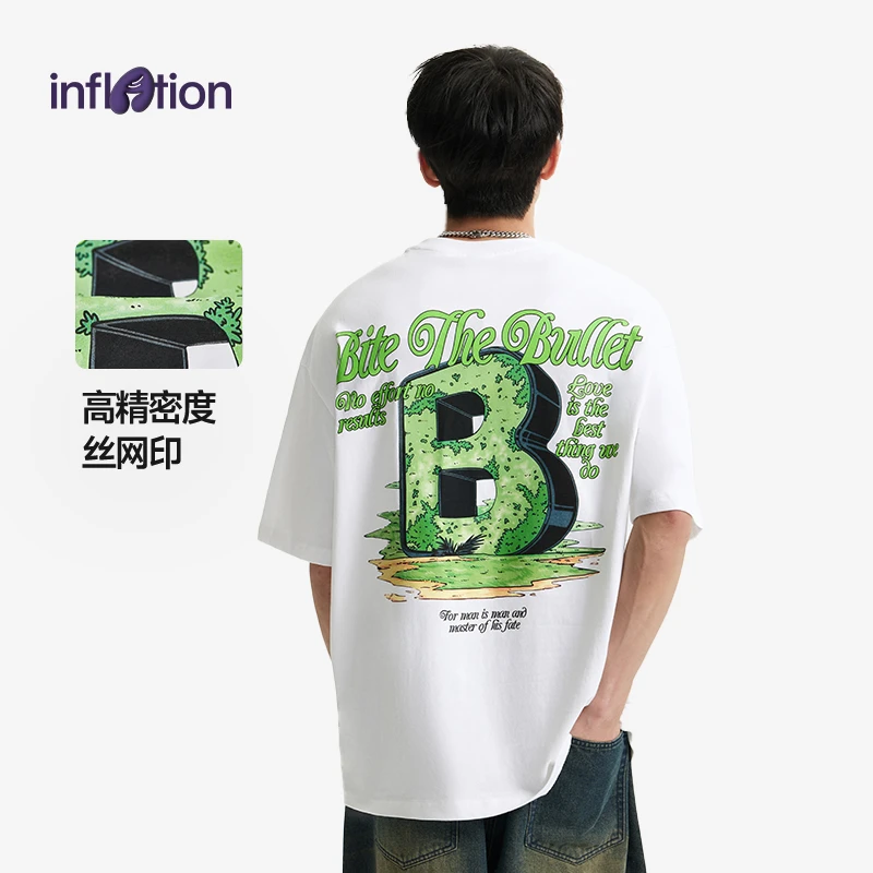 膨胀潮牌美式个性字母B印花T恤2025春夏新品街头宽松休闲短袖男