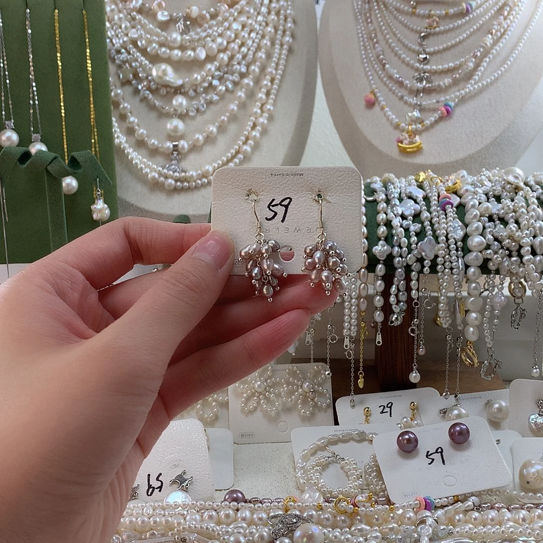 淡水珍珠耳饰银S925镶嵌