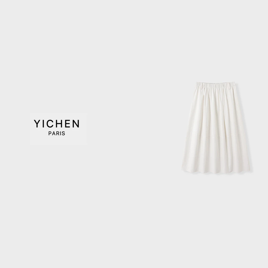 YC 白色学院风素色亚麻裙-1895