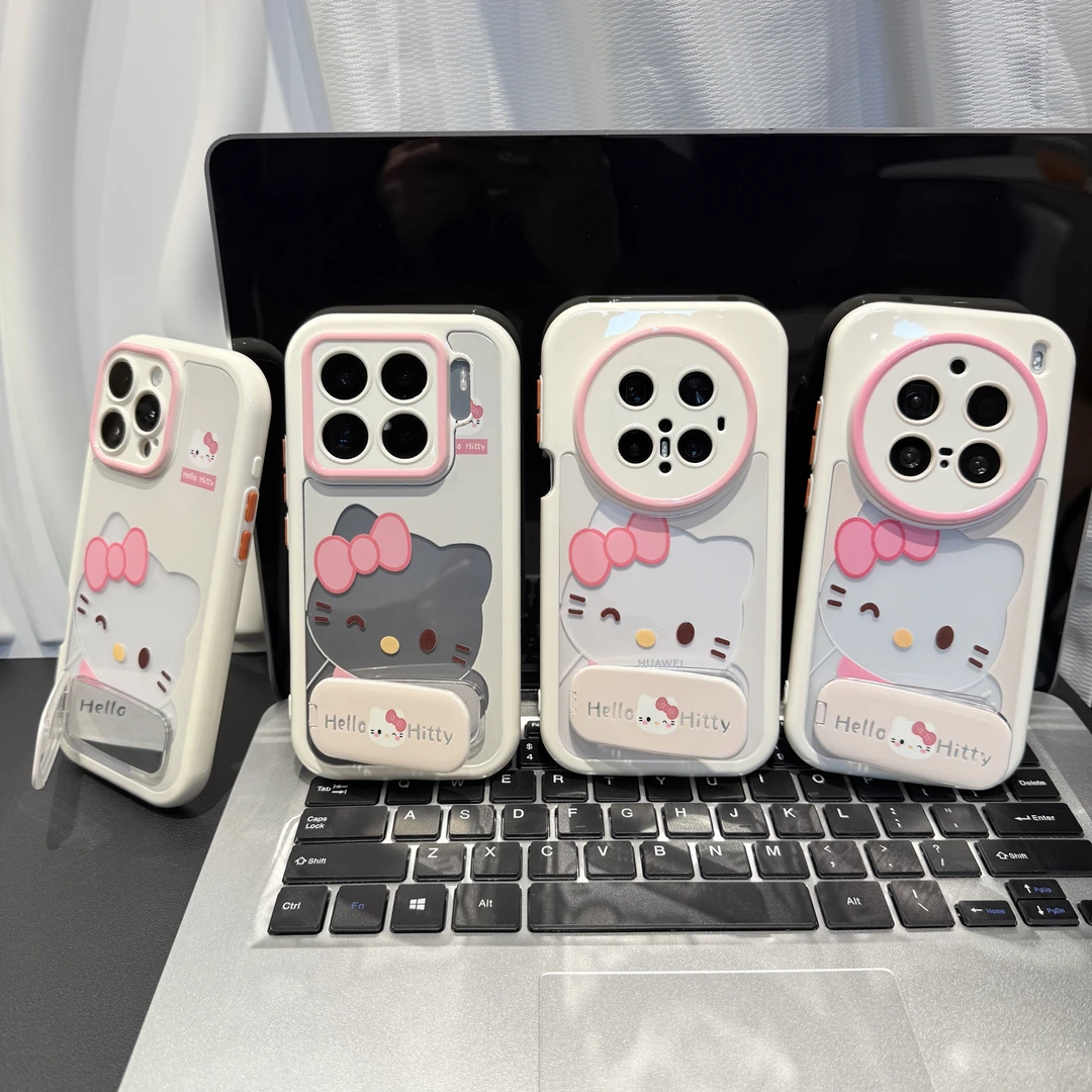 蝴蝶结可爱猫支架适用苹果/华为/荣耀/OPPO/VIVO/小米手机壳防摔