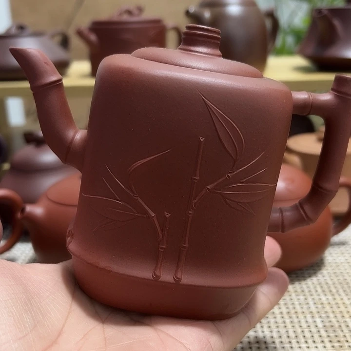 紫砂茶壶红泥，竹节