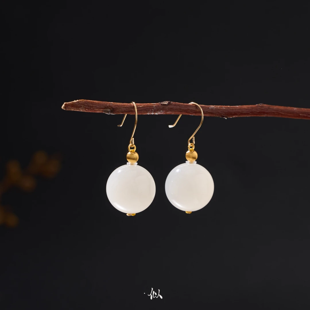 【瑜白】·似梓珠宝· 18K白玉耳钩   XYGD371179-C