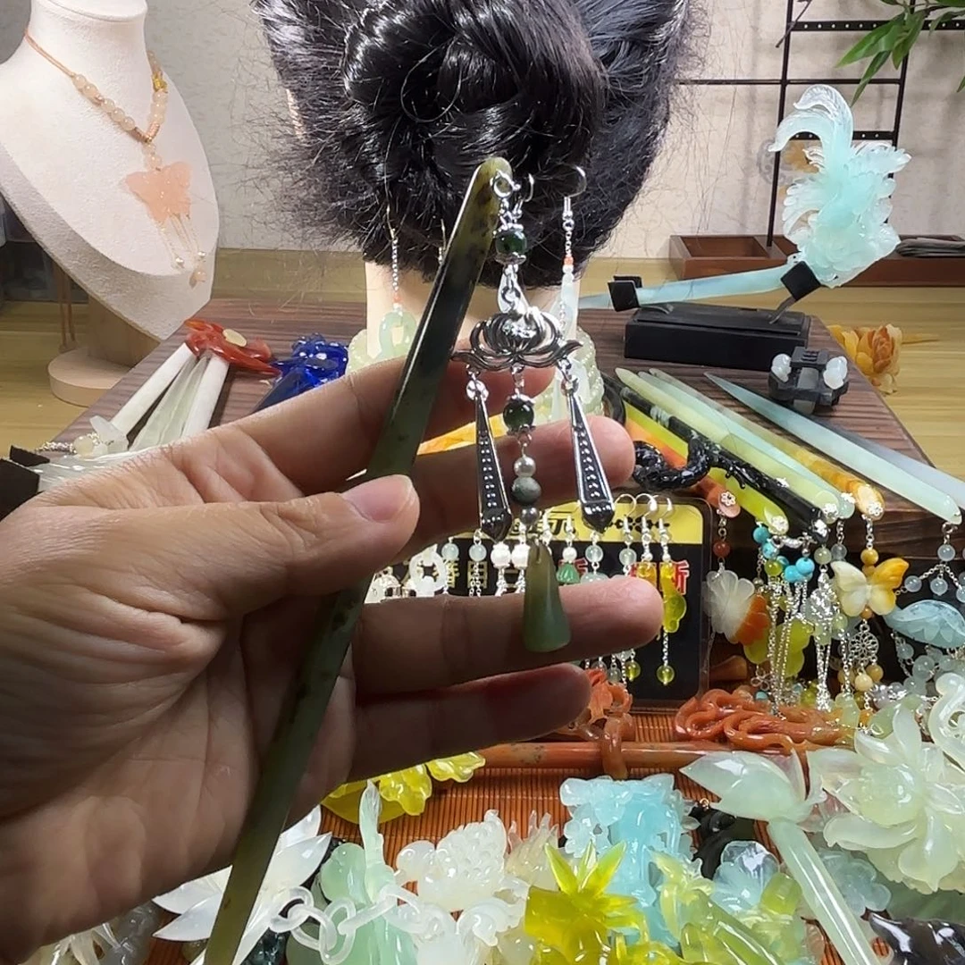 蛇纹石玉合金发饰