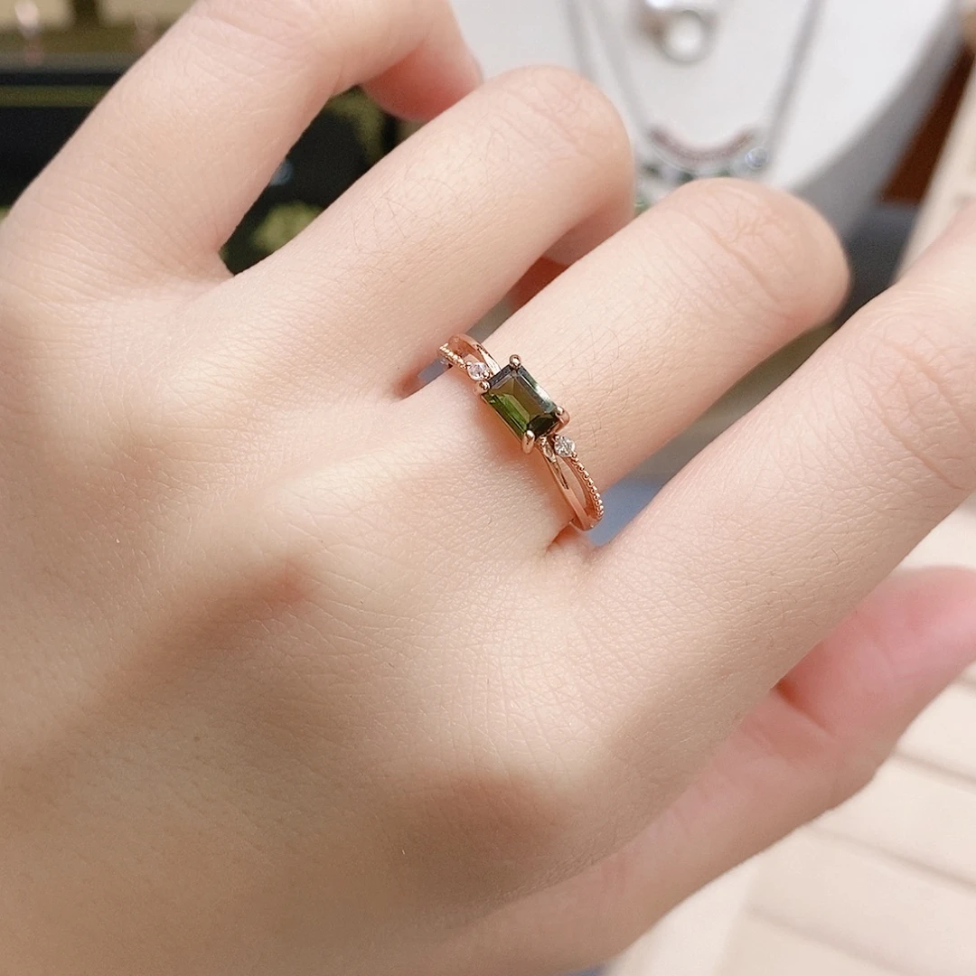 碧玺戒指银S925镶嵌戒指