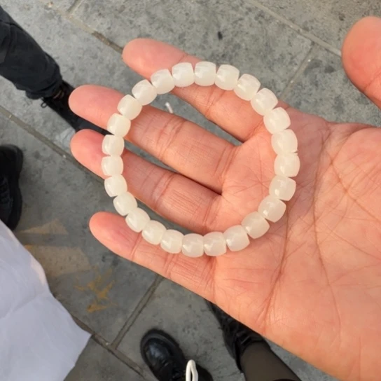 和田玉手链未镶嵌卡8白羊脂无脏杂