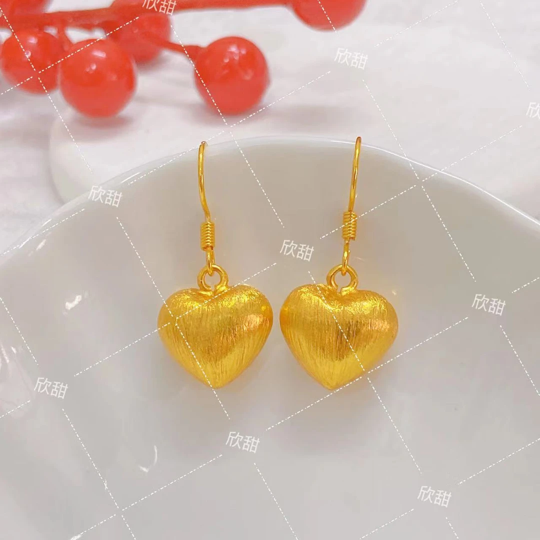 铜合金耳饰 鑫5D拉丝爱心耳环气质时尚百搭甜美桃心小众耳饰 0284