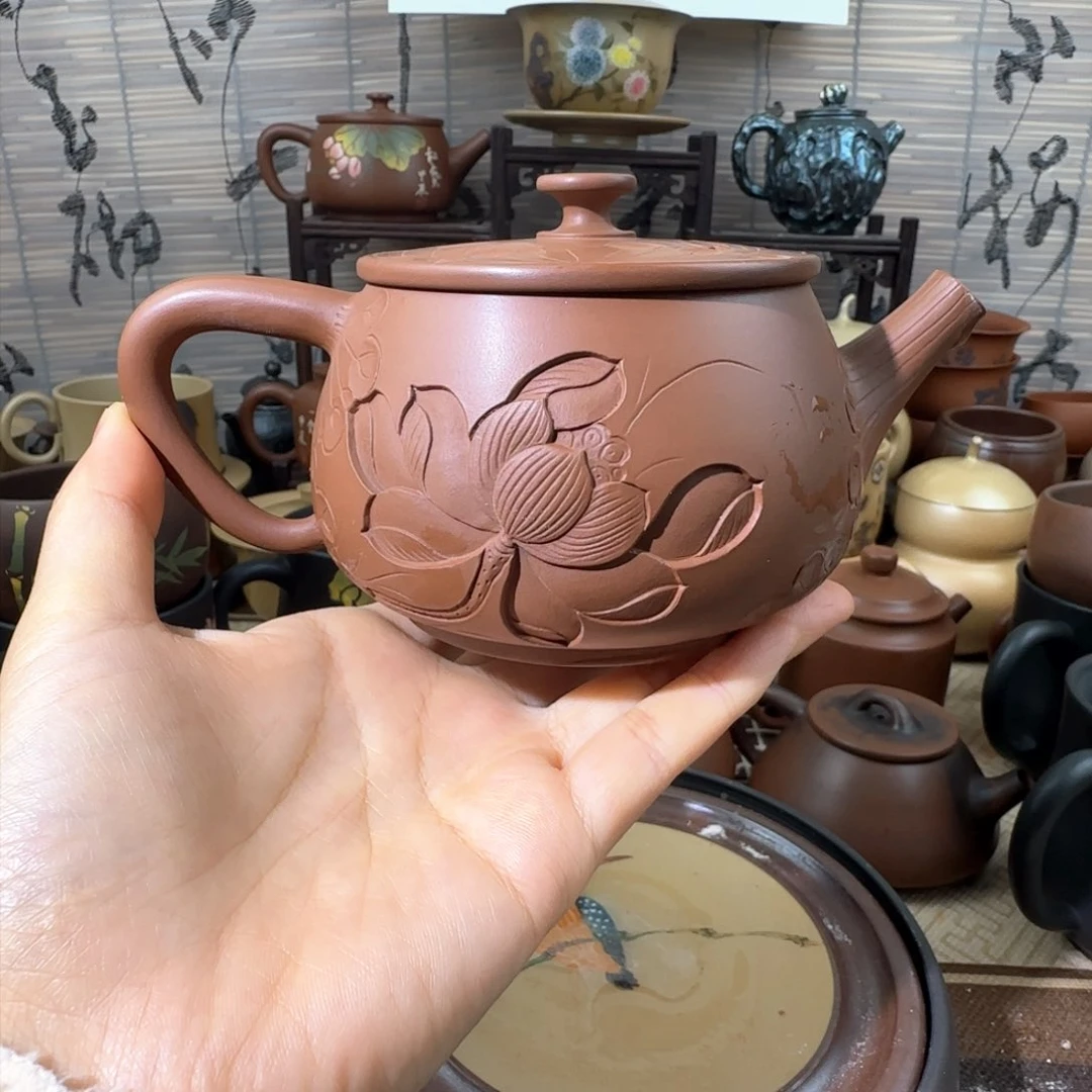 建水紫陶全手工全品300cc浮雕