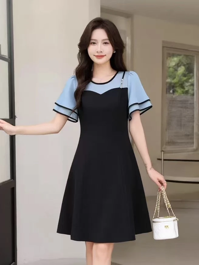 【JX2730两色气质裙】M多多专属2025时尚百搭洋气夏季中长款连衣裙
