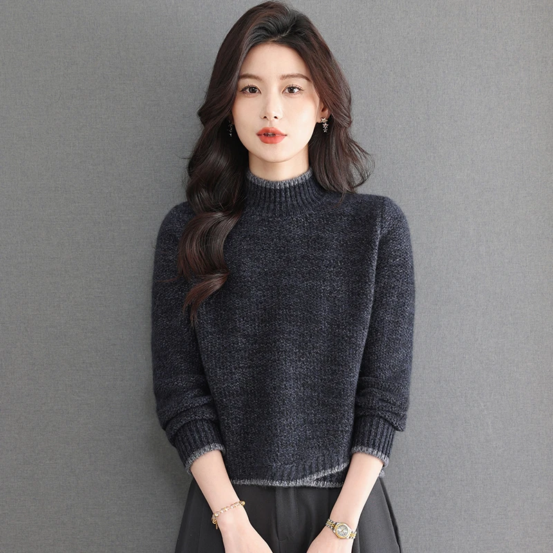哥弟阿玛施正短款小个子毛衣女加厚秋冬羊毛衫时髦洋气针织打底衫