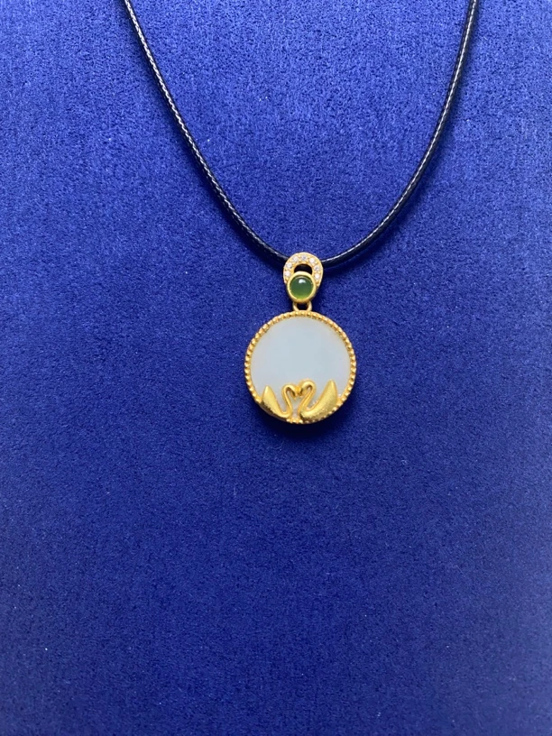 和田玉平安扣s925银镶嵌吊坠