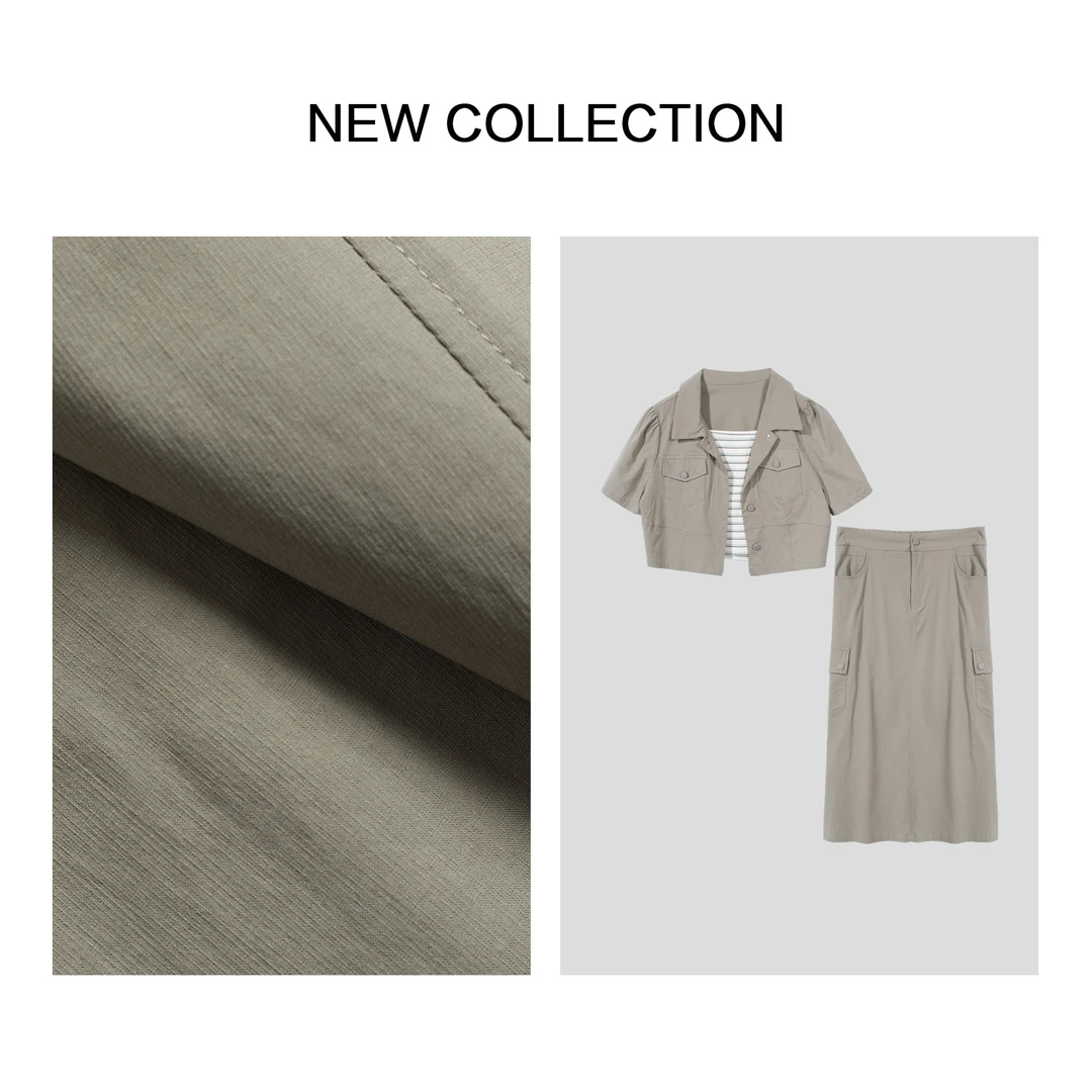 【艾美专属】 D1F38070A 休闲外套+吊带+半长裙套装