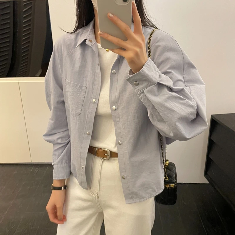 小个子日系高级感短款衬衣外套小众2025春季休闲百搭设计感衬衫女