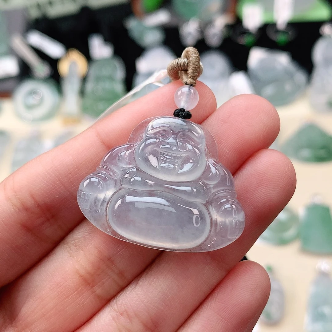 翡翠18K金镶嵌颈饰佛公