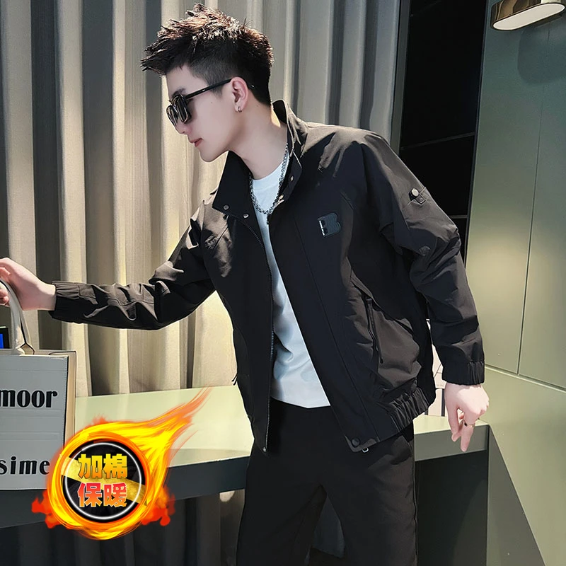 男士外套春秋季2025新款爆款高级感潮牌男装上衣百搭立领休闲夹克
