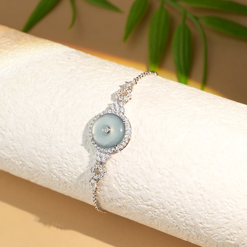 【小胖甄选】天然A货翡翠手链平安扣蓝水高级感轻奢百搭-多样性发