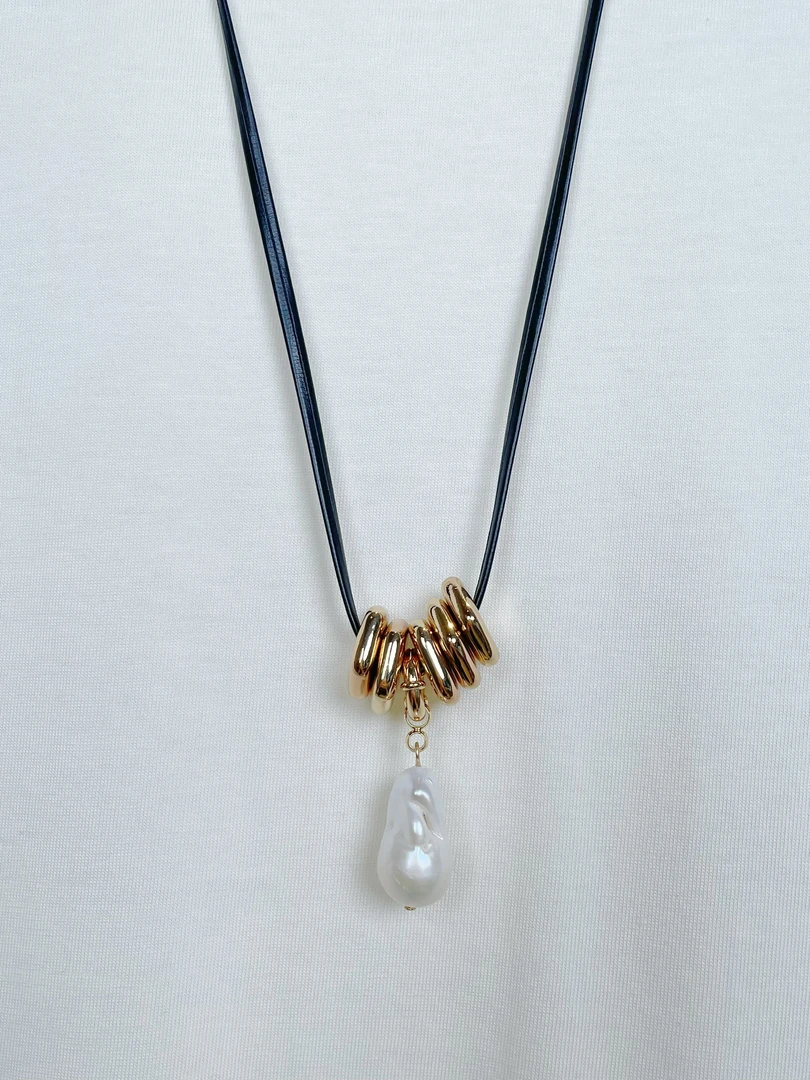 非金属仿珍珠项链 可伸缩长绳复古个性小众