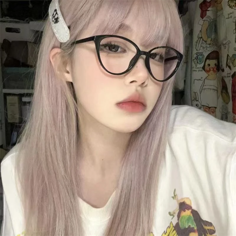 猫眼眼镜框女素颜神器可配近视网红拍照防蓝光防辐射黑框眼镜平光