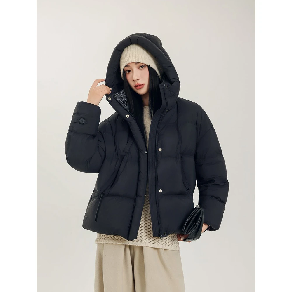 87061新国标新款女冬季宽松短款连帽加厚羽绒服