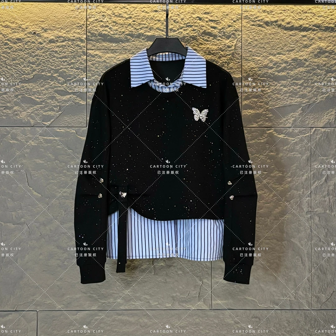 YCWY-A54秋冬新品丨<保暖系列>长袖加绒卫衣衬衫领假两件设计师款