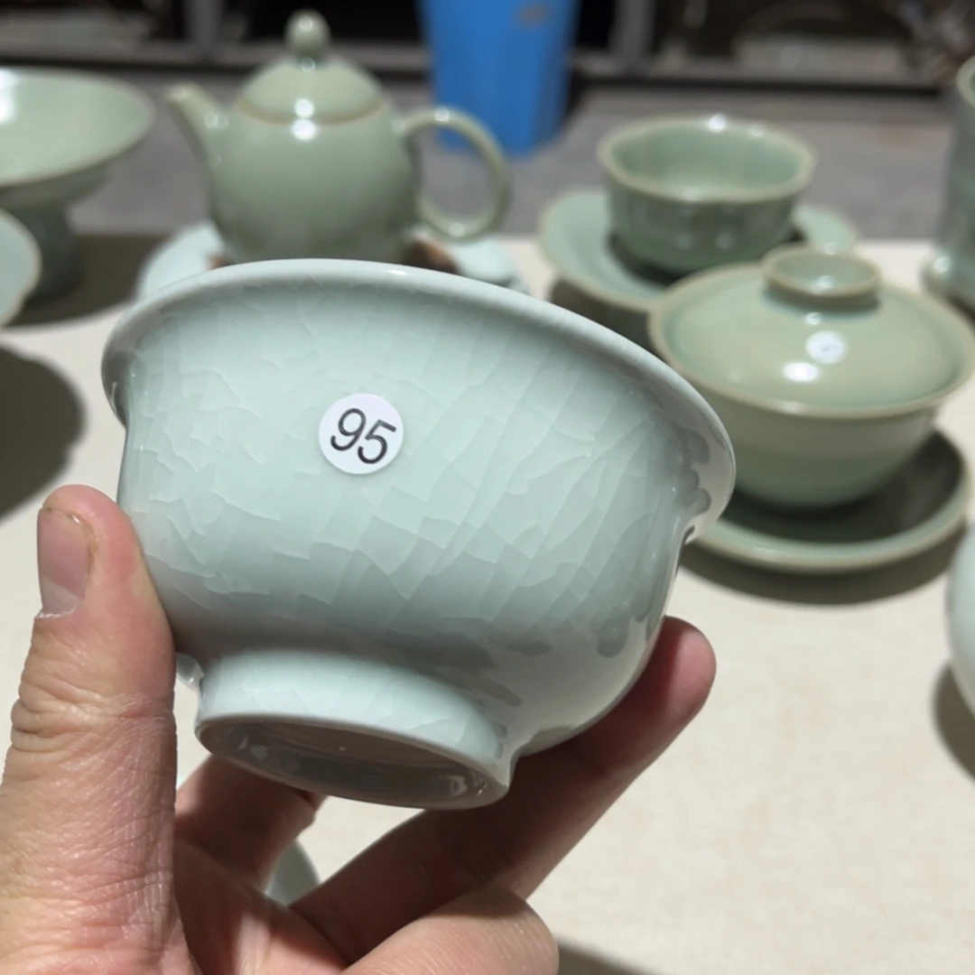 【闪购商品】究*压手杯手工开片汝瓷