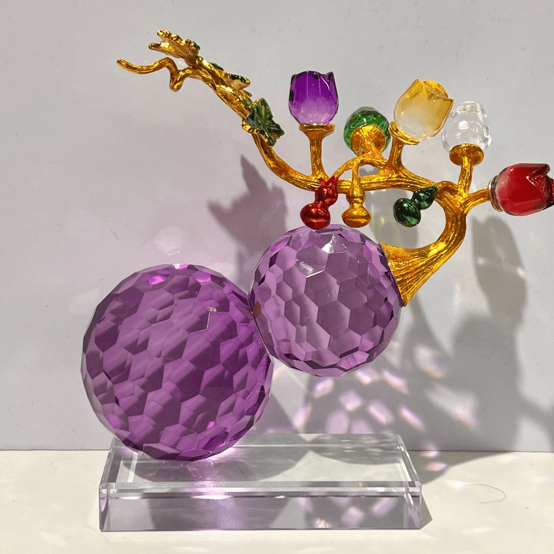 紫色水晶葫芦珐琅彩时尚居家摆件