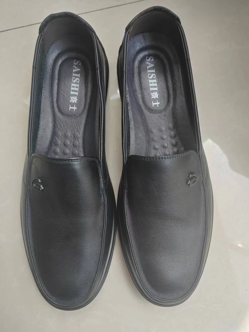 头层牛皮 平跟休闲男皮鞋 开车鞋 软底软面车缝线松紧带 赛士品牌