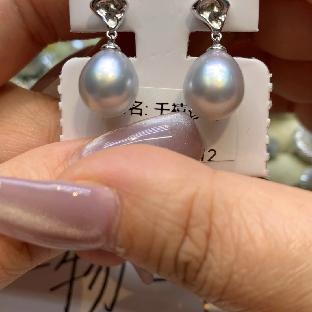 银S925镶嵌耳饰海水珍珠