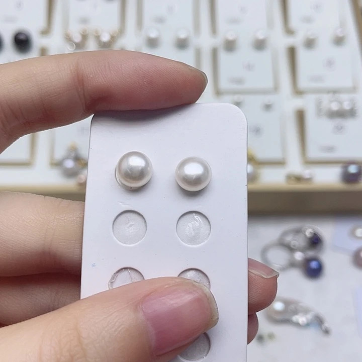 淡水珍珠耳饰银S925镶嵌不**欠