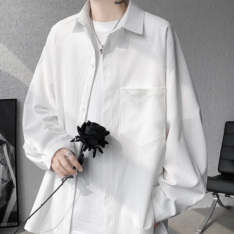 上衣休闲宽松百搭长袖衬衫男褶皱肌理感垂感衬衣订婚领证穿搭外套