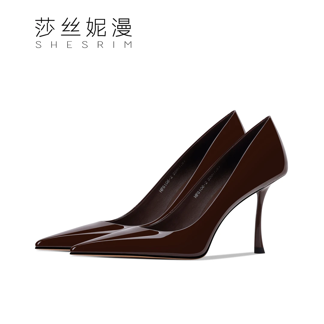 简约高级感时装女士浅口单鞋秋冬季新款上新真皮女鞋酒红色单鞋款