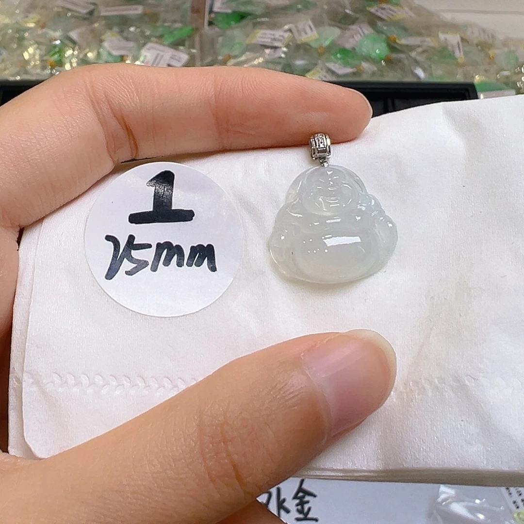 翡翠18K金镶嵌吊坠(不含链)翡翠