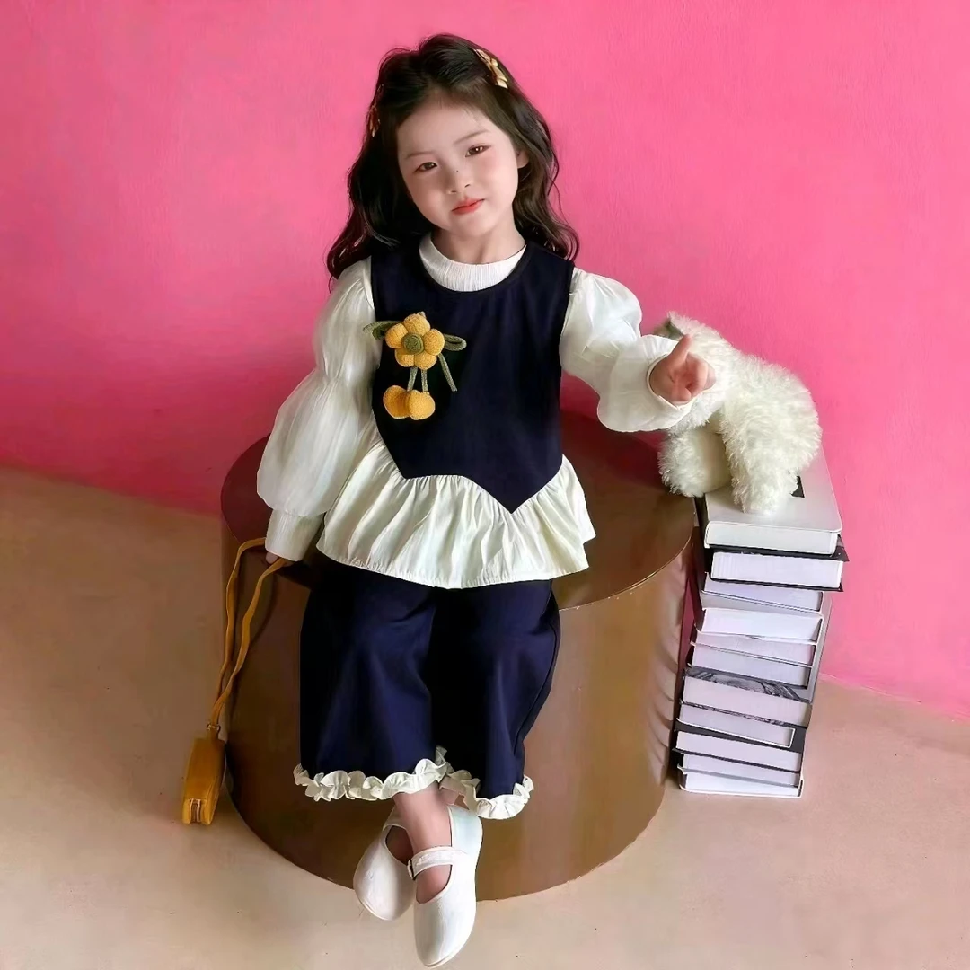 女童春秋款套装2025新款洋气时髦儿童向日葵女孩宝宝秋季秋装早秋