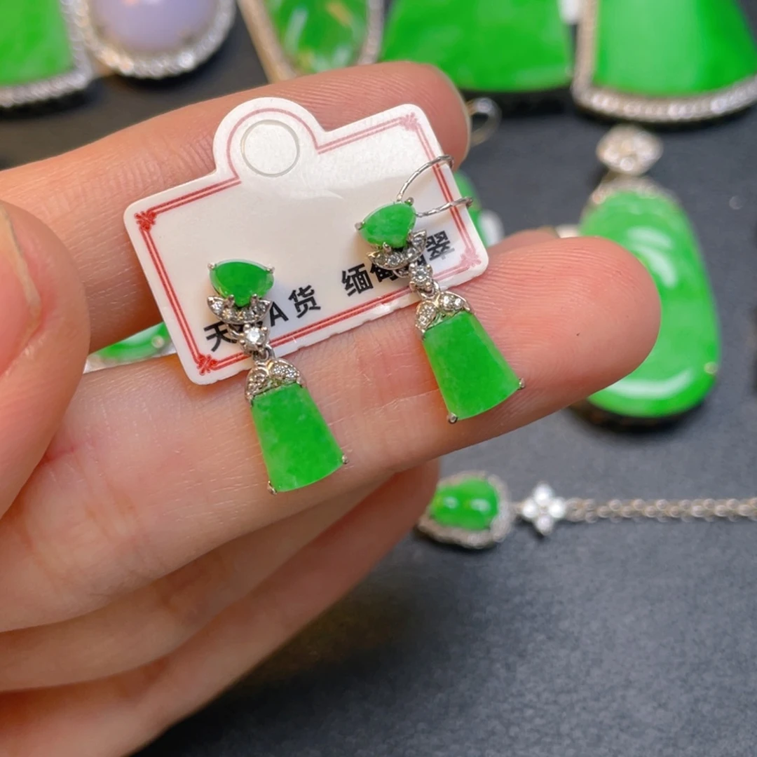 翡翠银S925镶嵌吊坠(不含链)耳坠