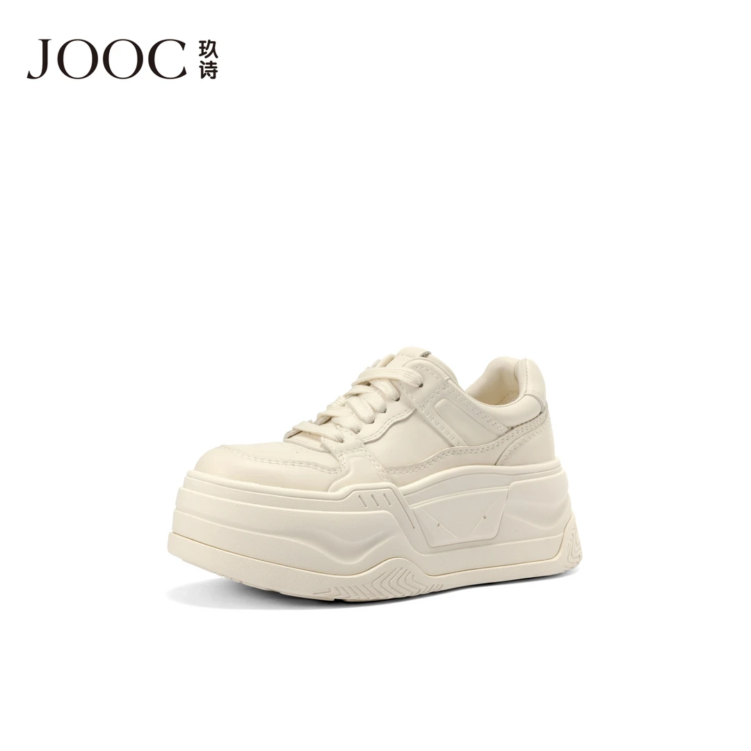 JOOC玖诗通勤百搭厚底休闲鞋女2025秋冬新款小个子女系带运动板鞋