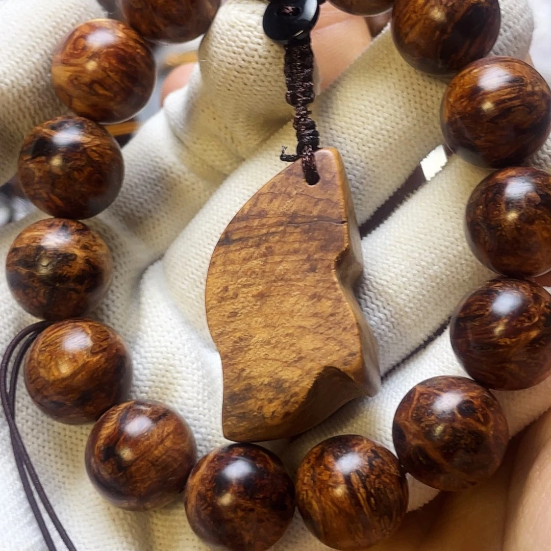 柏木手串/手链太行崖柏陈化1.5黑金病变雪花甲纹