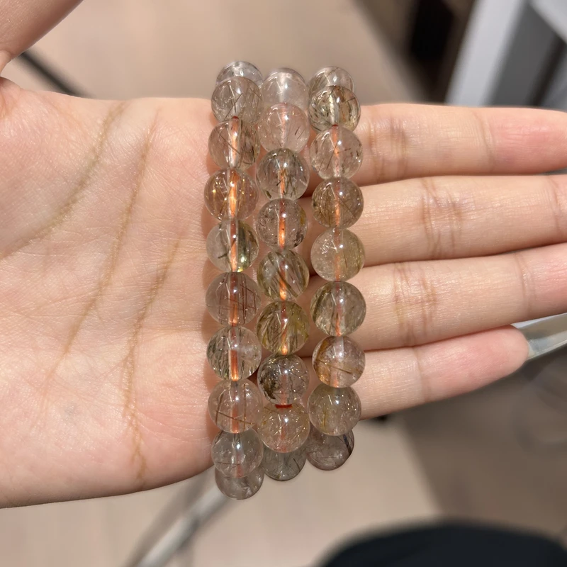 【宠粉】天然彩发晶金发晶水晶手串米米招财金发