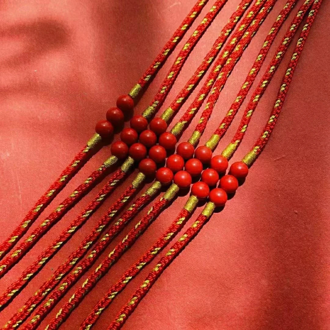 H250204手工编织2026年新年红绳搭配朱砂（下单备注身高体重）