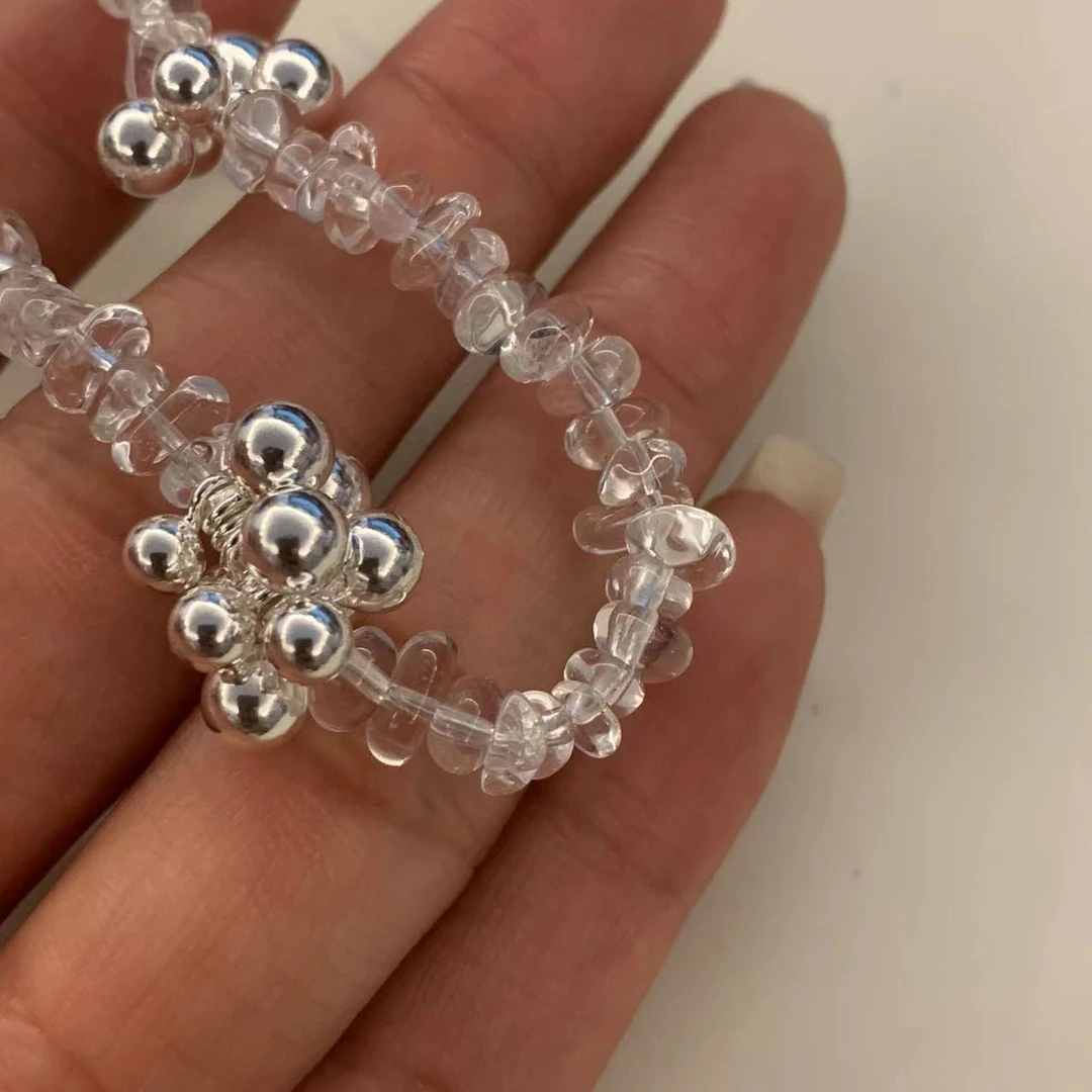 坠链均925银 X2096   简韩款款透明珠项链