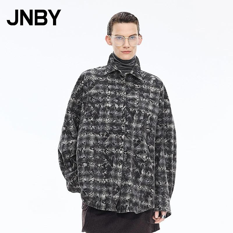 【商场同款】JNBY/江南布衣25秋新品夹克衬衫式格纹外套5P9613090
