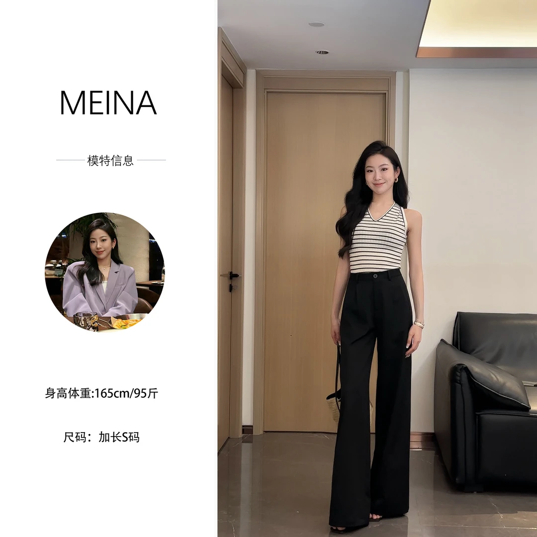 MUMU【法式假日】复古条纹背心吊带夏季修身显瘦短款针织无袖上衣