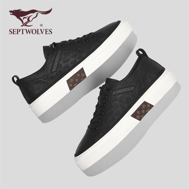 七匹狼官方正品男鞋秋季一脚蹬真皮休闲板鞋男士轻便厚底百搭潮鞋