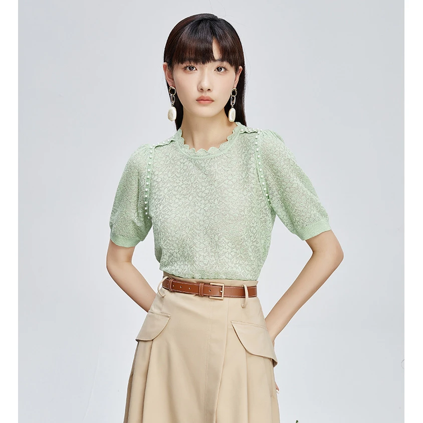 【直播专享】商场同款新品小香风肌理感套头小衫NDY5A32004