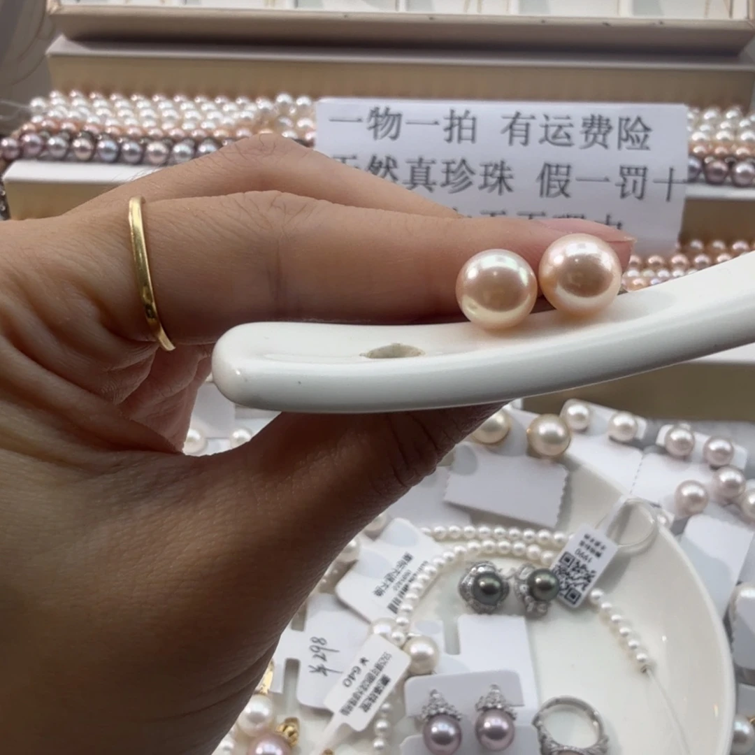 淡水珍珠银S925镶嵌耳饰