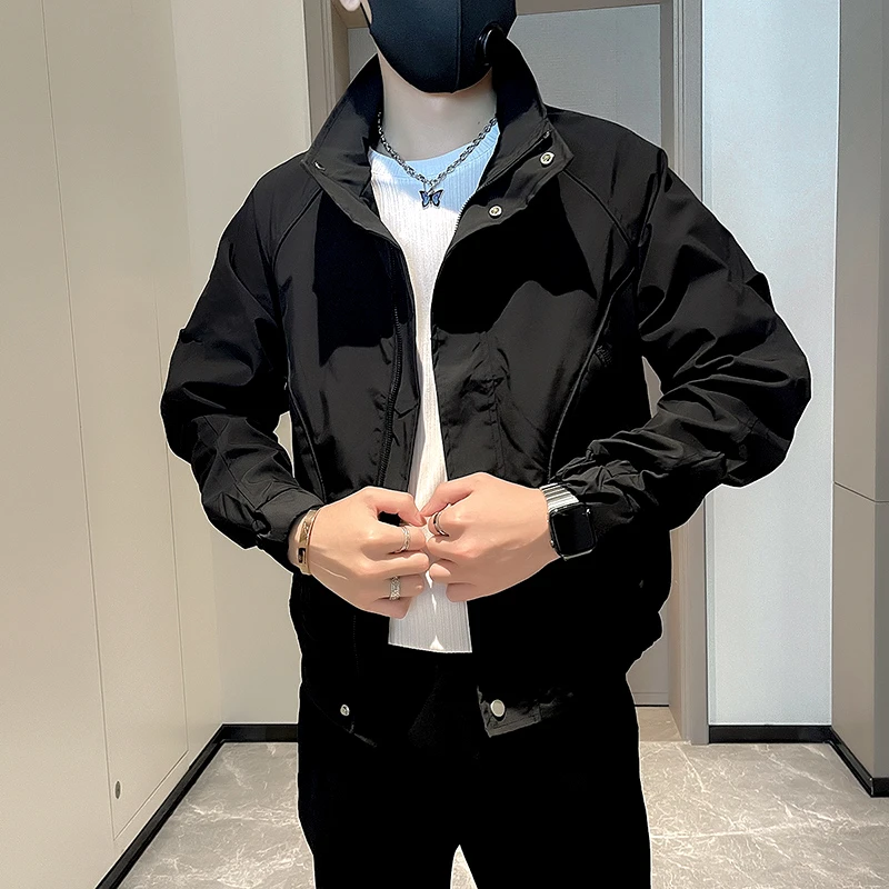 春秋季潮流休闲工装夹克衫2025新款潮牌痞帅立领男装男生春款上衣