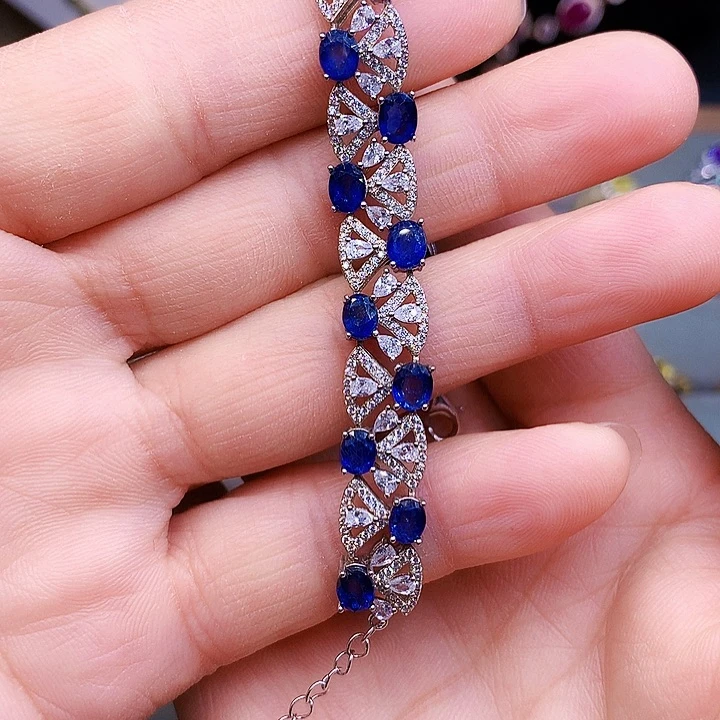 银S925镶嵌蓝宝石手链